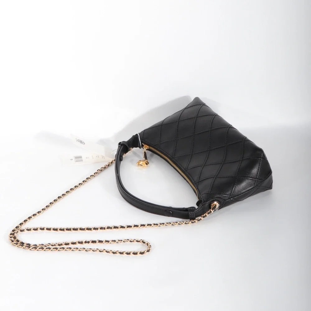 Tory Burch Black Quilted Leather Hobo Shoulder Bag